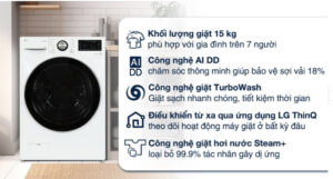 Máy giặt LG AI DD Inverter 15 Kg F2515STGW
