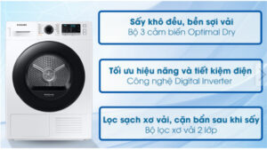 Máy sấy bơm nhiệt Samsung 9 kg DV90TA240AE/SV