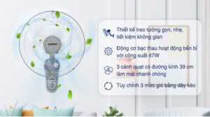 Quạt treo tường Senko 3 cánh T1680 47W