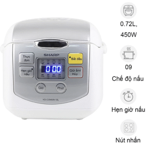Nồi cơm điện tử Sharp 0.72 lít KS-COM08V-SL