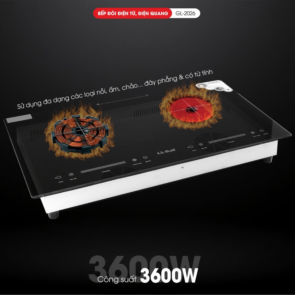 Bếp đôi điện từ - điện quang Gali GL-2026 - Ảnh 3