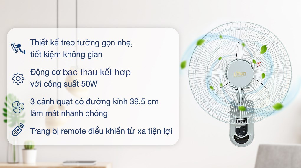 Quạt treo tường Lifan 3 cánh 50W TE-1688 - Ảnh 6