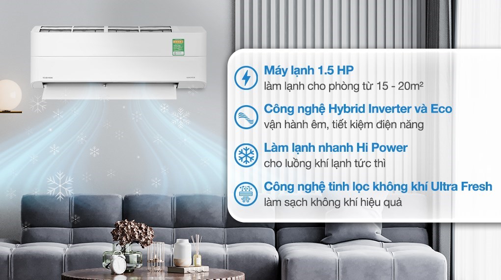 Máy lạnh Toshiba Inverter 1.5 HP RAS-H13P2KCVG-V - Ảnh 8