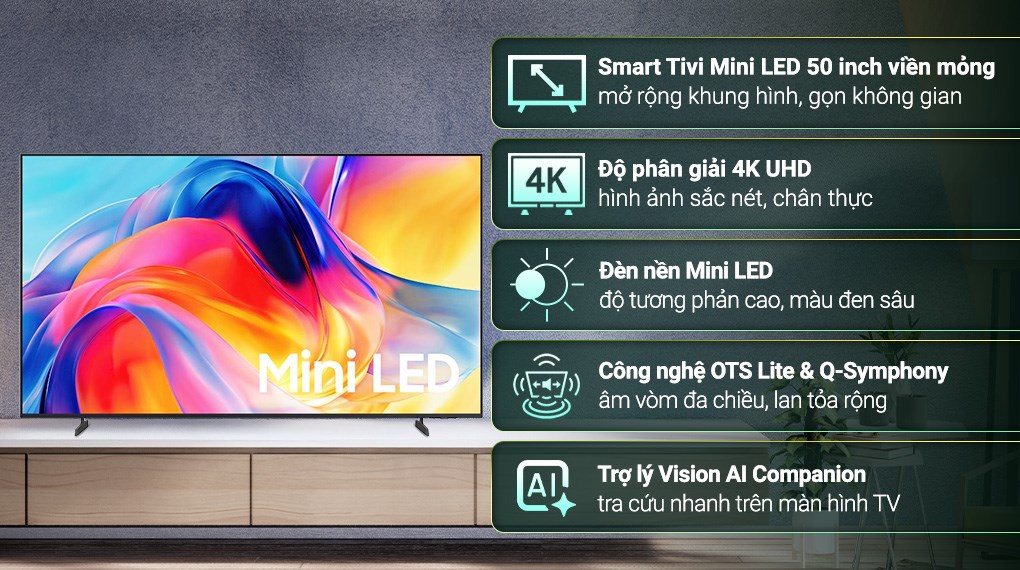 Smart Tivi Mini LED Samsung AI 4K 50 inch UA50M77HA - Ảnh 6